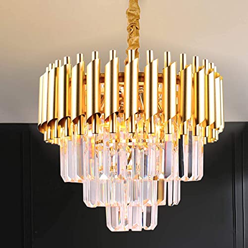 Antumbra Gold Tube Stainless Steel Crystal Pendant Chandelier Lights.