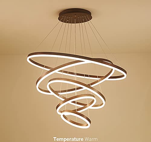 Antumbra 5 Rings lights Brown Body LED Chandelier Hanging Lamp.