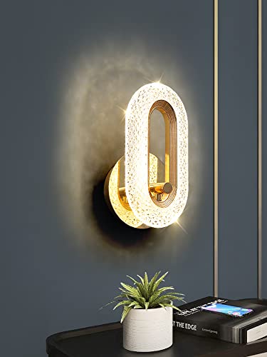 Antumbra Led Glass Crystal Oval Golden Metal Wall Light. Antumbra