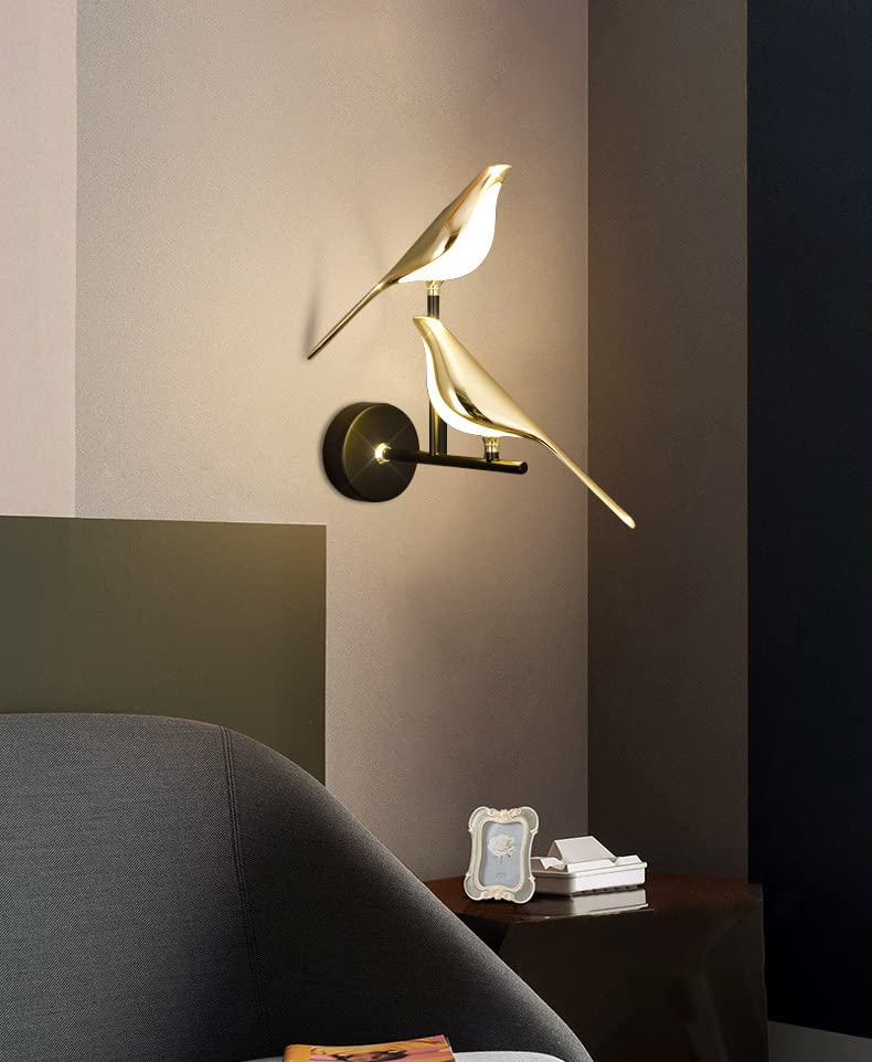 Antumbra 2 Led 2 Bird Modern Gold Black Metal Wall Light .