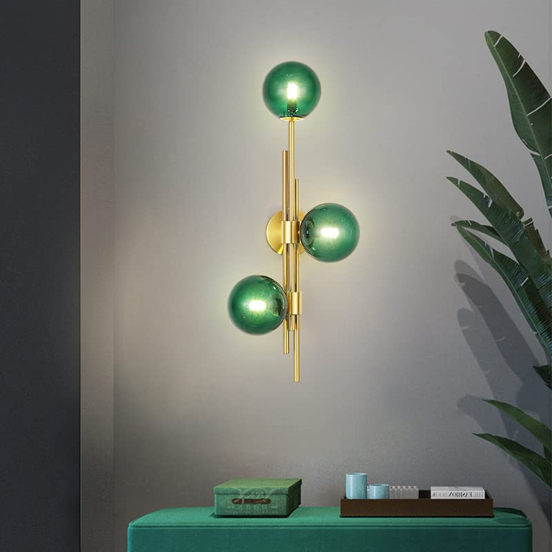 Antumbra Light Gold Metal Green Glass Ball Wall Light Metal.