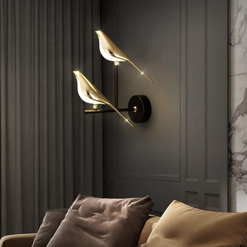 Antumbra 2 Led 2 Bird Modern Gold Black Metal Wall Light .